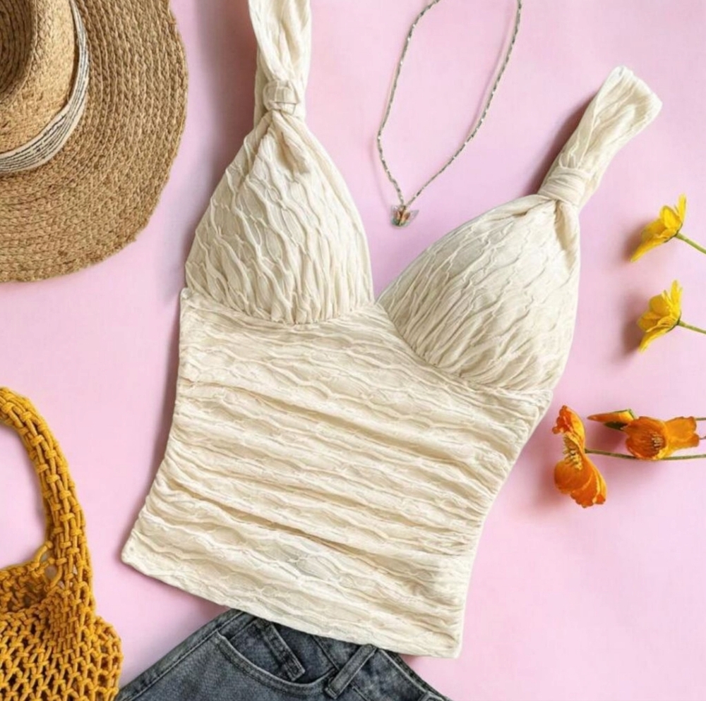 Cream Textured Women's Top